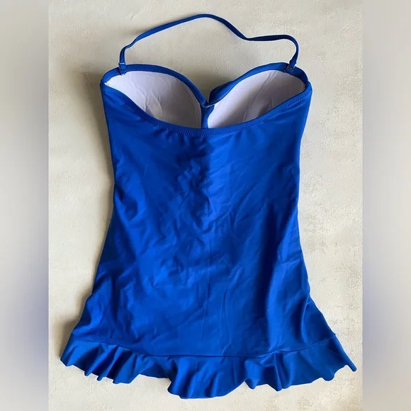 Kenneth Cole Reaction Halter/Strapless Swim Dress in Cobalt Blue Size 10 - Picture 2 of 10